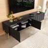 TV-Schrank 190 x 38 x 48 cm in Schwarz mit 4 Türen, 8 Regalböden und goldfarbenen Beinen Bild 3