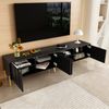 TV-Schrank 190 x 38 x 48 cm in Schwarz mit 4 Türen, 8 Regalböden und goldfarbenen Beinen Bild 4