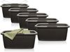 Hausfelder Wäschekorb Wäschewanne 58 x 37 x 25 cm (Anthrazit-Schwarz, 6 Wannen, 35 l) (Set, 6 St, 6 x Wäschewanne), mit klappbaren Henkeln, mit Griffen, 35 Liter Bild 2