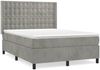 vidaXL Boxspringbett mit Matratze Hellgrau 140x200 cm Samt 3132921 Bild 2