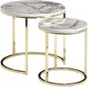 Wohnling Design Beistelltisch 2er Set Marmor Optik Rund, Weiß Bild 2