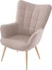 byLIVING Sessel Uta / Webstoff sandfarben / Gestell Metall in Eichenoptik foliert / Relaxsessel /Armlehnen-Sessel / B 72, H 97, T 80 cm Bild 3
