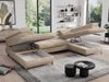 Ecksofa mit Schlaffunktion und verstellbaren Kopfstützen, große U-förmige Ecke - PEDRO U - Beige Plüsch Bild 3