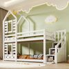 Merax Kinderbett Baumhaus mit Schublade und Rausfallschutz 90 x 200 cm, Hochbett für Kinder– 2x Lattenrost- Weiß Bild 2