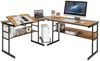 L-förmiger Schreibtisch mit neigbarer Tischplatte unterem Bücherregal & CPU-Ständer Zeichentisch Computertisch 170 x 150 x 75 cm Walnuss Bild 1