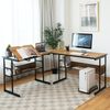 L-förmiger Schreibtisch mit neigbarer Tischplatte unterem Bücherregal & CPU-Ständer Zeichentisch Computertisch 170 x 150 x 75 cm Walnuss Bild 4