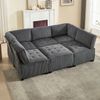 Sofa H 81.99 x T 308 x B 154 cm – modulares 6‑Sitzer‑System, Cordstoff in Grau, flexibel als U‑/L‑Form oder Schlafsofa Bild 2