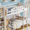 Kinder Etagenbett 90x200 mit Kleiderschrank und Regalen, Hochbett mit Schließfächern, 4-stufiger Leiter, viel Stauraum, weiß Bild 5