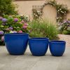 Keramik Blumentopf Eggpot Royal Blau Ø 29cm - Frostfest Pflanzkübel Glasiert Rund Bild 2