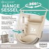 KESSER® Hängesessel Haiti 150kg Traglast, Hängestuhl 360° Drehung, Hängeschaukel Indoor-Outdoor UV-beständig & Wasserfest, Pflegeleicht, Inkl. 2 Kissen, Tragetasche, Flaschenhalter & Montage-Set Cappuccino Bild 2