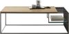 Couchtisch >JUBA< in Eiche, Massivholz / Metall / Klarglas - 120x40x60cm (BxHxT) Bild 4