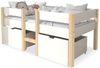 Bett Kinderbett mit Schublade und Rausfallschutz, Kiefer-Vollholz-90x190 cm-Weiß & Eiche Bild 4