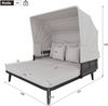 Merax Gartenlounge-Set, aus Seil mit Sonnendach, Verzinktes Stahl, Seil, Polyester, Schwamm, grau, 151 x 146 x 145 cm Bild 5
