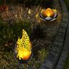 2er Set LED Solarleuchten, Lotusblume, Flammen Design Bild 3