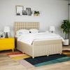 vidaXL Boxspringbett mit Matratze Creme 140x190 cm Stoff 3292070 Bild 3