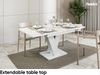 MEBLINI Esstisch Ausziehbar - 120-160x80x75cm - MASIV - Weiß Marmor/Weiß Matt - Esszimmertisch Modern - Küchentisch - Säulentisch - Ausziehtisch - Dining Table Bild 4
