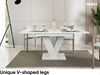 MEBLINI Esstisch Ausziehbar - 120-160x80x75cm - MASIV - Weiß Marmor/Weiß Matt - Esszimmertisch Modern - Küchentisch - Säulentisch - Ausziehtisch - Dining Table Bild 2