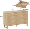 Merax Sideboard und Kommode aus Naturholz mit sechs Schubladen, Schlafzimmerschrank mit viel Stauraum, Schubladen in Rattanoptik Bild 4