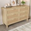 Merax Sideboard und Kommode aus Naturholz mit sechs Schubladen, Schlafzimmerschrank mit viel Stauraum, Schubladen in Rattanoptik Bild 2