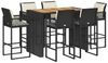 vidaXL 7-tlg. Gartenbar-Set mit Kissen Schwarz Poly Rattan Akazie 3328902 Bild 2
