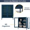 Vitrinenschrank Wohnzimmer klein GINA - 3 Ebenen, Metall | Glasvitrine Bücherschrank Büroschrank Aktenschrank mit Glasfenster Metallschrank, 101,5x80x40cm Dunkelblau Bild 5