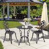 Flieks Gartenmöbel Set 3-tlg. Gussrosenmuster, 2 Stühle & Couchtisch, wetterfest Outdoor Balkonmöbel Set für 2 Personen, Metall, Bronze Bild 2