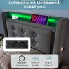 Polsterbett 90x200, Einzelbett mit Led-Kopfteil und USB C Ladefunktion, Hydraulisches Bett mit Lattenrost aus Holz und Metallrahmen, Belastbarkeit 150 kg,Grau,Baumwolle(Ohne Matratze) Bild 3