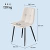 VASAGLE Esszimmerstühle 2er Set, 360° Drehbar, Ergonomischer Samtstuhl, 43 x 52 x 83 cm, Beige Bild 5