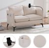 2-Sitzer-Sofa aus Chenille mit Handyhalter & Ablagefächern, 127x69x66 cm, Beige Bild 4