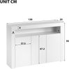 Merax Hochglänzende weiße Sideboard-Vitrine mit LED-Leuchten, moderne 3-türige Holz-Buffetschrank-Aufbewahrungseinheit Bild 4