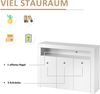 Merax Hochglänzende weiße Sideboard-Vitrine mit LED-Leuchten, moderne 3-türige Holz-Buffetschrank-Aufbewahrungseinheit Bild 5