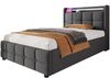 Polsterbett 90×200 cm aus Holz mit LED-Beleuchtung und USB-Steckdosen, grau Bild 5
