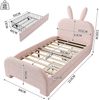 Kinderbett 90x200 Rosa mit Kaninchen-Kopfteil und 2 Schubladen,Gepolstertes Bett aus Lammwolle und MDF, Cartoon Bunny Design Bild 5