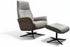 KAWOLA Relaxsessel JOSIANE Drehsessel Leder grau mit Hocker 107 x 87 x 78 cm Bild 3