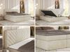 Boxspringbett AVERTA 140 x 200 cm mit Bettkasten und Topper, Doppelbett mit Bonnell-Federkernmatratze, gepolstertem Kopfteil, Stauraum, modernes Schlafzimmer Bett - Beige Velvet - H3 Bild 2
