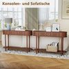 HOLTICO Konsolentisch mit Schiebetüren & Stauraumschrank, Schmaler Sofatisch, Eingangstisch (1-St), Sideboard-Tisch für Wohnzimmer, Flur, Schlafzimmer Bild 4