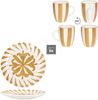 12tlg Frühstücksset Tanne gelb Steingut 6 Personen Teller Becher Zweige Streifen Bild 4