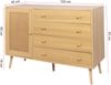 Merax Sideboard 120 cm Holzseitenschrank mit 4 Schubladen und 1 Schranktür, Holzfarbe Bild 4
