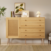 Merax Sideboard 120 cm Holzseitenschrank mit 4 Schubladen und 1 Schranktür, Holzfarbe Bild 3