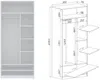 Marmex Möbel TRES SET Q(B) Großer offener Garderoben-Set für Kleidung, Schuhe, Kleiderschrank mit Einlegeböden, Kleiderstangen und Schubladen, laminierte Spanplatte, weiß, 300x206x51 cm Bild 5