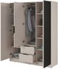 Bettso 'NELLY' Kleiderschrank mit Lamellen und Spiegel, Holzwerkstoff Kaschmir 200x51x155 cm Bild 2