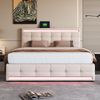 Intelligentes LED Polsterbett 140x200 cm Mit App Steuerung Und 4 Schubladen Doppelbett Mit USB Anschlüssen Music Sync Modus In Beige Bild 2