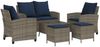 vidaXL 6-tlg. Garten-Sofagarnitur mit Kissen Grau Poly Rattan 3324584 Bild 2