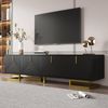TV-Schrank 160 x 38 x 44,5 cm Schwarz mit goldenen Beinen und Griffen,Stauraum 4 Türen Bild 5