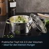 KHG Induktion Kochtopf | Ø 20 cm und 3 Liter Volumen | Suppentopf, Fleischtopf aus rostfreiem Edelstahl | Topf inkl. Glasdeckel mit Sieb | Innenskala, Ausguss Bild 2