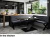 MEBLINI Eckbank für Esszimmer mit ausziehbarem Tisch - Küchenbank - Essecke - Sitzecke Küche - PETER - X-Beine 142x196x87cm Rechts - Dunkelgrau Samt/B Weiß Hochgl. Bild 2