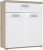 Kommode >WINNIE< 1 Schub, 2 Türen, weiss / Sonoma Eiche Dekor - 79,9x93x34,8cm (B/H/T) Bild 3