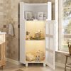 REDOM Vitrine Smart Eckschrank mit App-Steuerung & LED-Beleuchtung (Packung, 1-St, Vielseitig für Wohnzimmer, Bad oder als Bücherregal) 63,5x124x63,5 cm in Weiß, mit drei praktischen Fächern Bild 2
