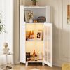 REDOM Vitrine Smart Eckschrank mit App-Steuerung & LED-Beleuchtung (Packung, 1-St, Vielseitig für Wohnzimmer, Bad oder als Bücherregal) 63,5x124x63,5 cm in Weiß, mit drei praktischen Fächern Bild 5
