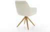 Drehstuhl Pejo-Flex Teddystoff Beige Holzgestell kantig Natur 180° drehbar Taschenfederkern Bild 5